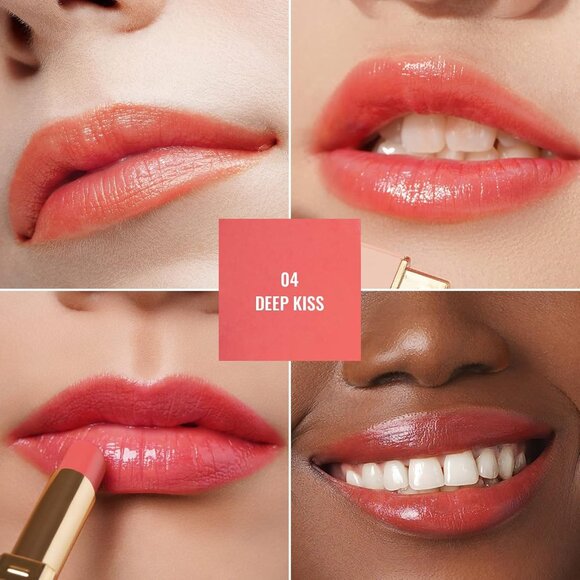 🆕 Coral Peach Lipstick Moisture Tinted Lip Balm Coverage Juicy Look Deep Kiss - Picture 3 of 10